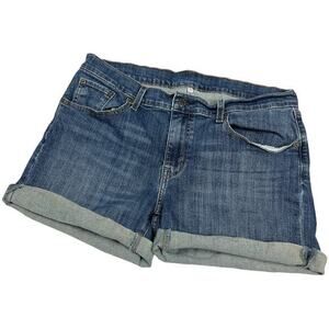 Levi's Jean Shorts Mid-Length Medium Wash Blue Women's 32 Cotton‎ Stretch Denim